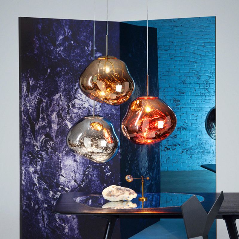 Irregular Electroplated Lava Glass Pendant Light 1 Lights Minimalist Post-modern Lighting Fixture for Restaurant Bar