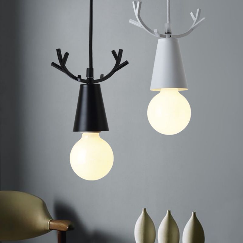Geweih Metallanhänger Beleuchtung Nordic 1 Lampendecke Hanglampe mit offenem Glühbirnendesign