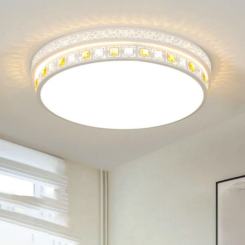 Plafonnier en cristal de forme géométrique de Style Simple et moderne, 1 lumière en fer pour salon et chambre à coucher