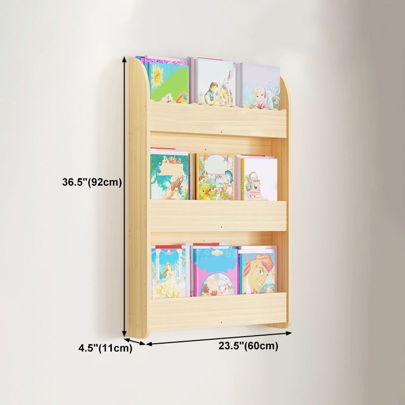 Contemporary Style Bookshelf Solid Wood Wall Mounted Bookcase for Home Office