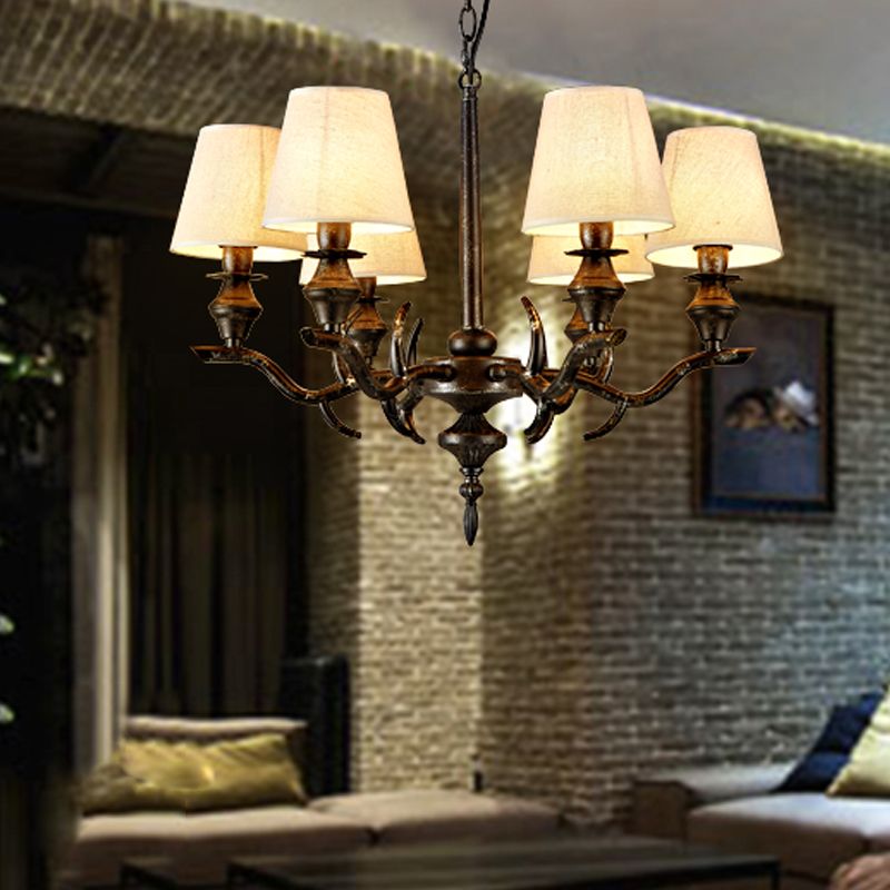 Tessuto Black Black sospeso cono il lampadario 6 lampadario tradizionale a sospensione per il ristorante