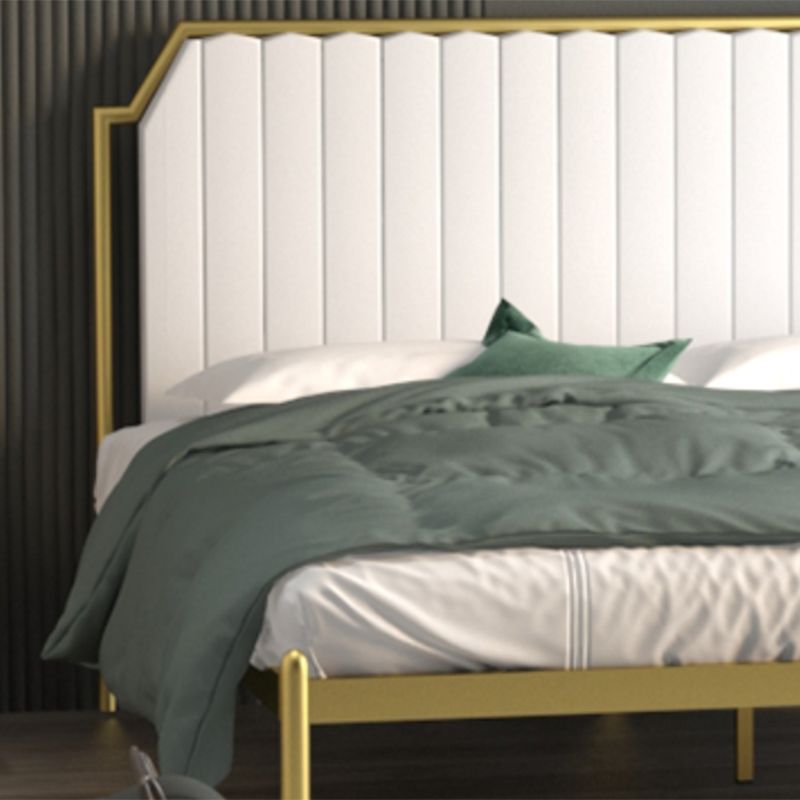 Contemporary Scooped Panel Headboard Bed with Metal Legs in Iron