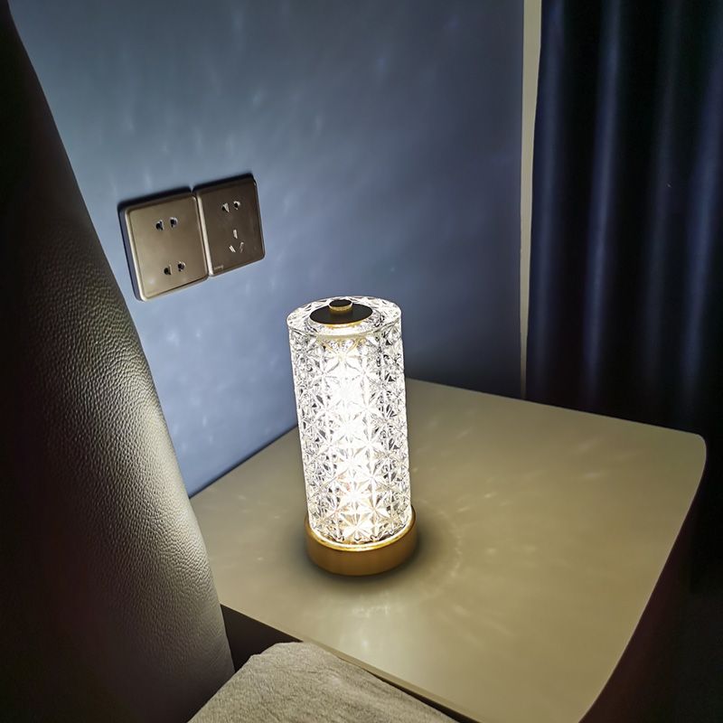 Lampada cilindrica di cristallo cilindrica Night Light Minimalist Gold Led Light per soggiorno
