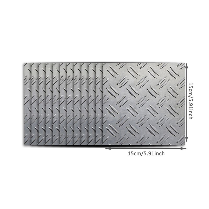 Steampunk Faux Steel Plate Wallpapers 50 Pieces Grey Metal Wall Art, Peel and Stick