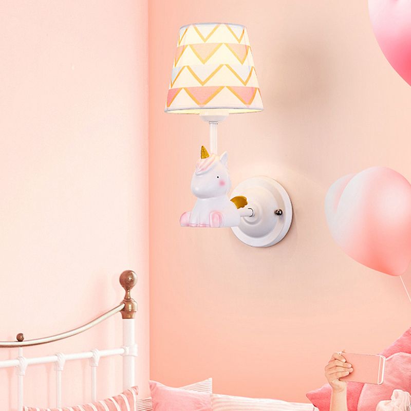 Cartoon Style Wall Light Fabric Shade Wall Lamp for Children's Room (Included Doll)