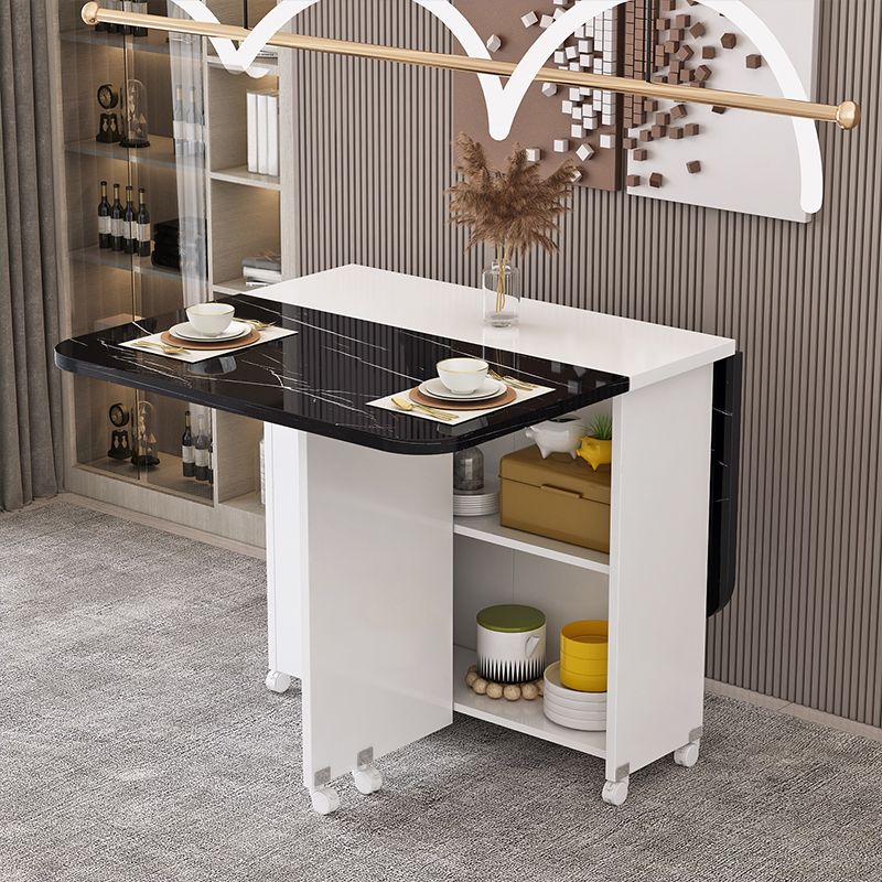 Modern Style Dining Table Rectangle Drop-Leaf Dining Table for Home Use