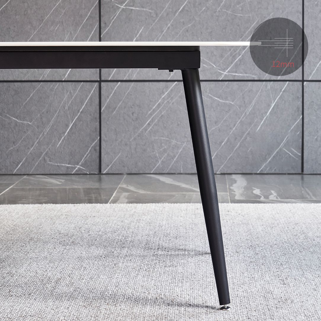 Contemporary Stone Dining Table Set 1/4/5/7 Pieces Dining Set with Solid Back Chairs