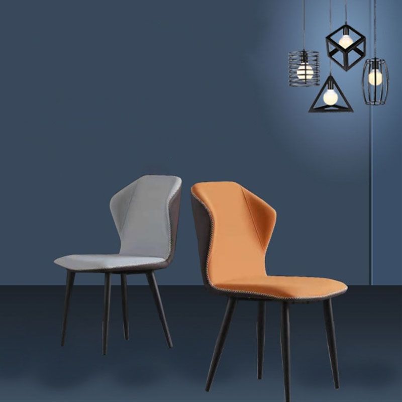 Industrial Style Faux Leather Chairs Wingback Parsons Chair for Home