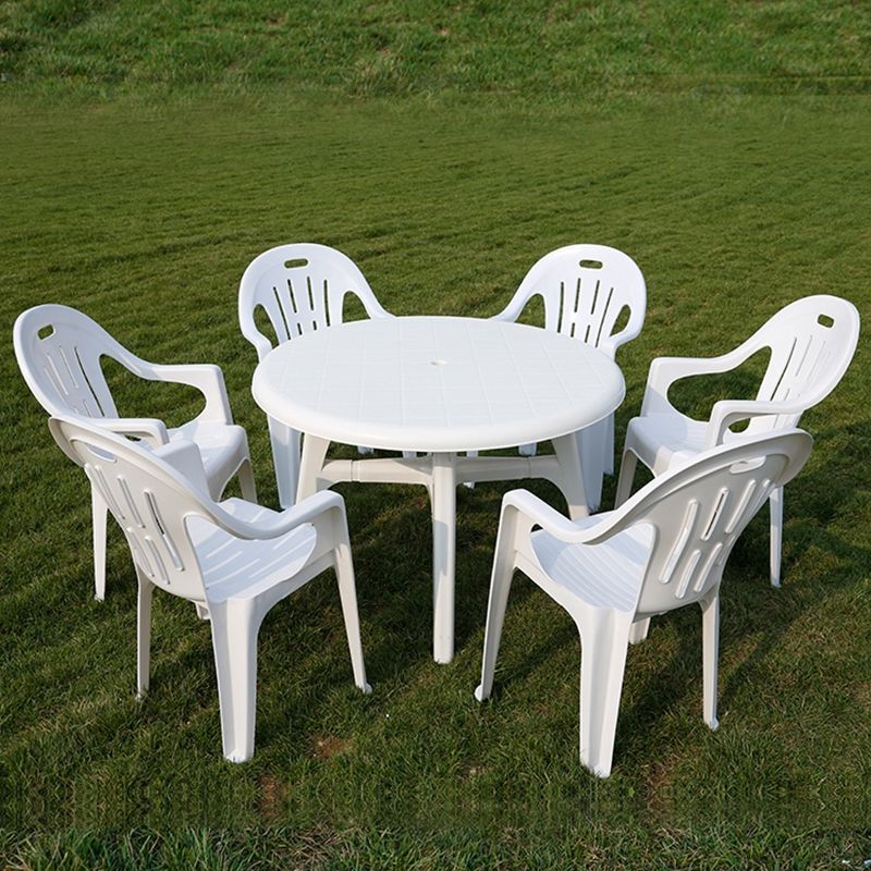 Modern Geometric Waterproof Courtyard Table Plastic Base Outdoor Table