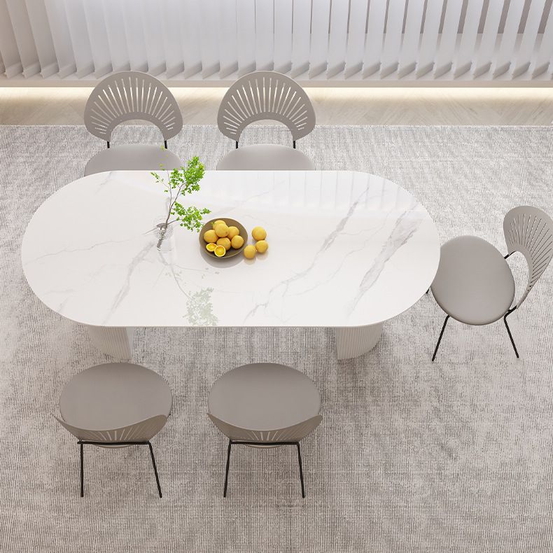 Stone Top Dining Table Contemporary Oval Table with Sled Base