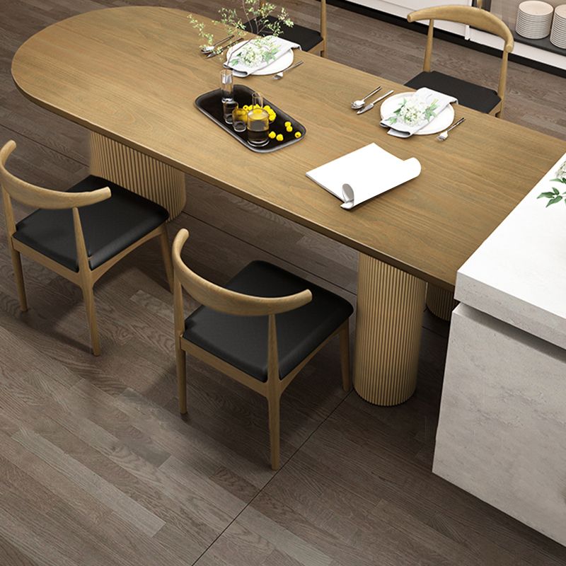 Modern Irregular Shape Dining Table Solid Wood Table with 3 Legs for Restaurant