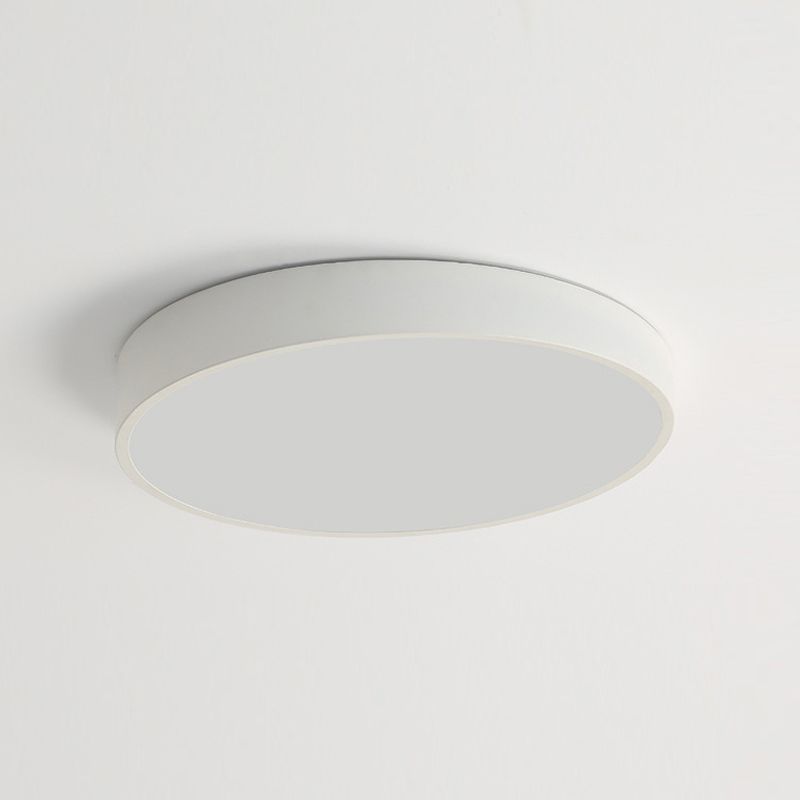 Schlafzimmer Circle Flush Mount Ceiling Licht Metall LED Einfache Deckenlampe in Weiß