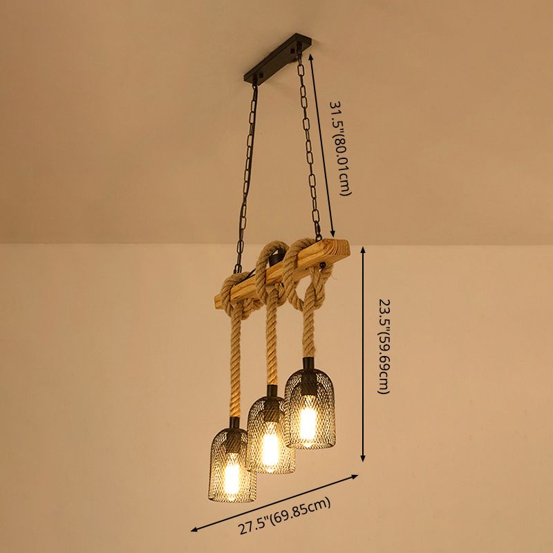 Luces de araña de la isla de cilindro accesorios de iluminación de araña de cuerda industrial para mesa de comedor