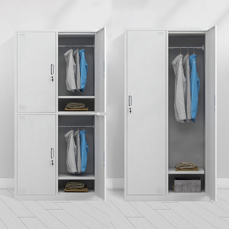 Modern Style Wardrobe White Metal Wardrobe Closet with Locks