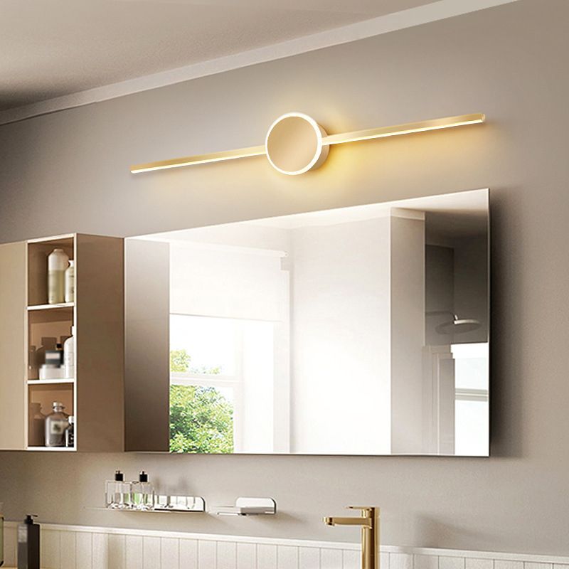 Metal Linear Wall Vanity Light Modern Style 1 Light Vanity Lighting Ideas in Gold
