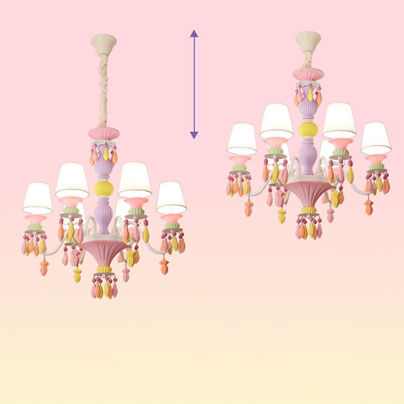 Lustre en métal effilé pendant multiculture de plafond rose moderne