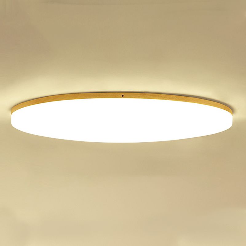 Geometry Shape LED Ceiling Lamp Modern Wooden 1 Light Flush Mount for Living Room