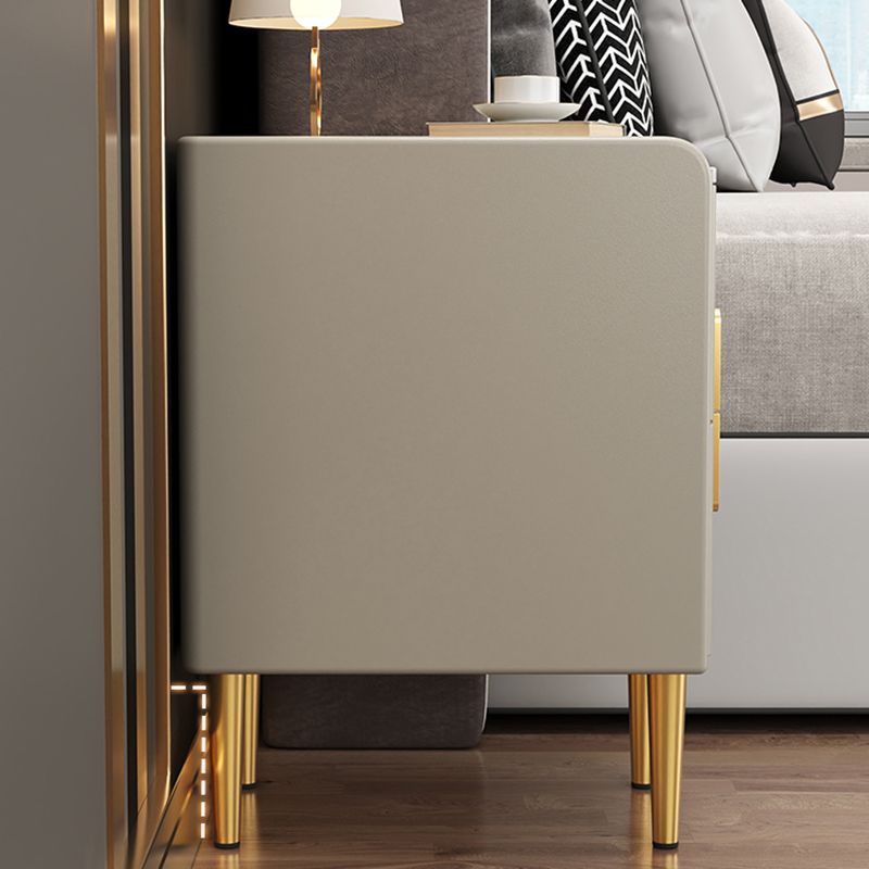 2 Drawers Glam Pine Accent Table Nightstand 20" Tall with Legs