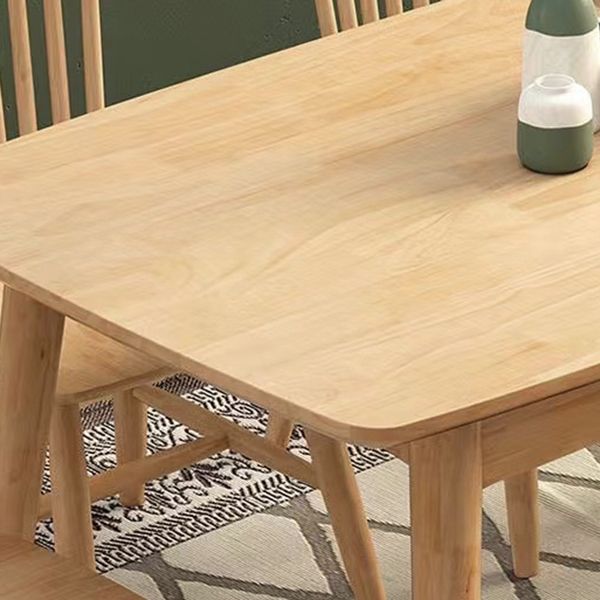 Rectangular Natural Oak Dining Table Solid Wood Tabletop for Living Room