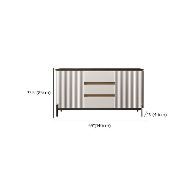 Stone Buffet Server Modern Style Side Board with Cabinets and Drawers