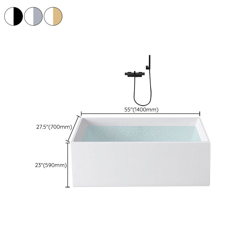 Modern Rectangle Acrylic Bathtub Back to Wall with Drain Bath Tub