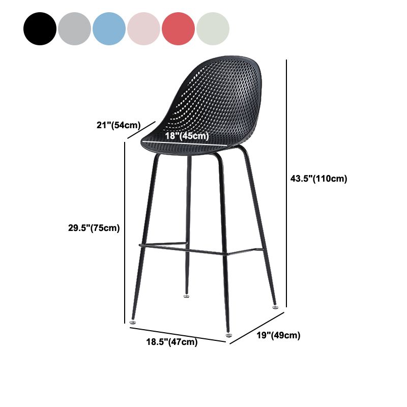 Bucket Plastic Counter Height Bar Stool Scandinavian Armless Stool with Metal Legs