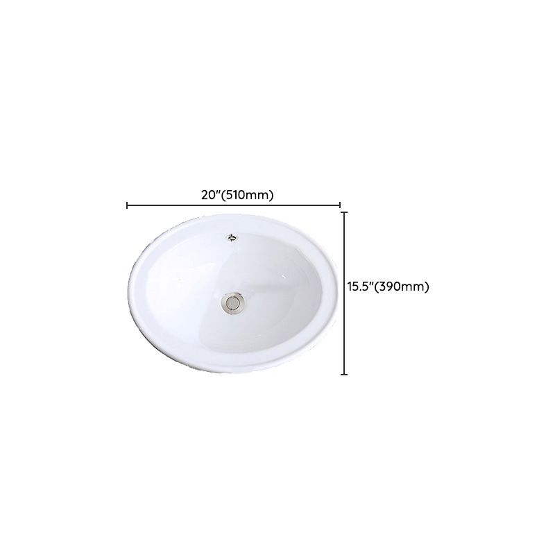 Traditional Drop-in Bathroom Sink Oval Porcelain with Faucet Basin Sink