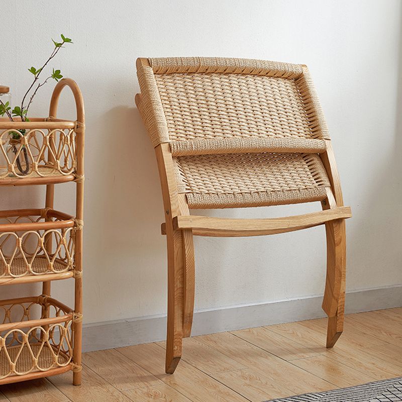 Solid Wood Chair Woven Back Lounge Accent Chair for Living Room