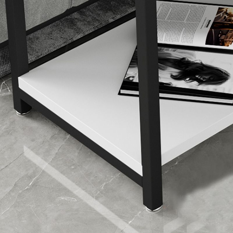 Contemporary Living Room Sofa Side Table Stone Top End Table with Drawer and Shelf