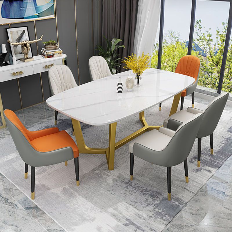 Sintered Stone Table for Restaurant Luxury Rectangle Dining Table with Trestle Base