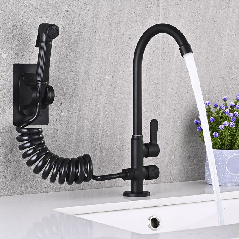 Single Cold Faucet Solid Color High Arc Deck Mounted Bathtub Faucet