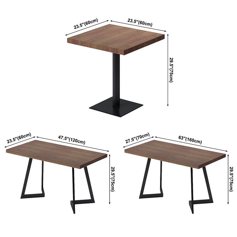 Mesa de comedor industrial Mesa de madera maciza de pino con base negra para la cena de cocina en casa