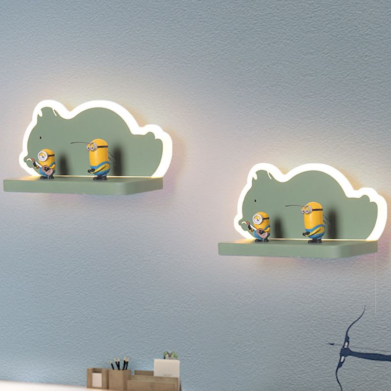 Acryl olifant/vliegtuig/kalebas lampje lichte cartoon led wand gemonteerde lamp met opbergdesk in tin/geel/blauw, wit/warm licht