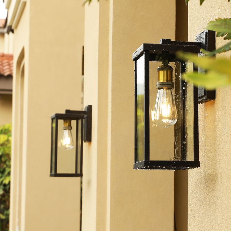 Geometrische klare Glas Wandleuchte Schatten Industrielles 1-Licht-Wandmontage Licht für den Außenbereich