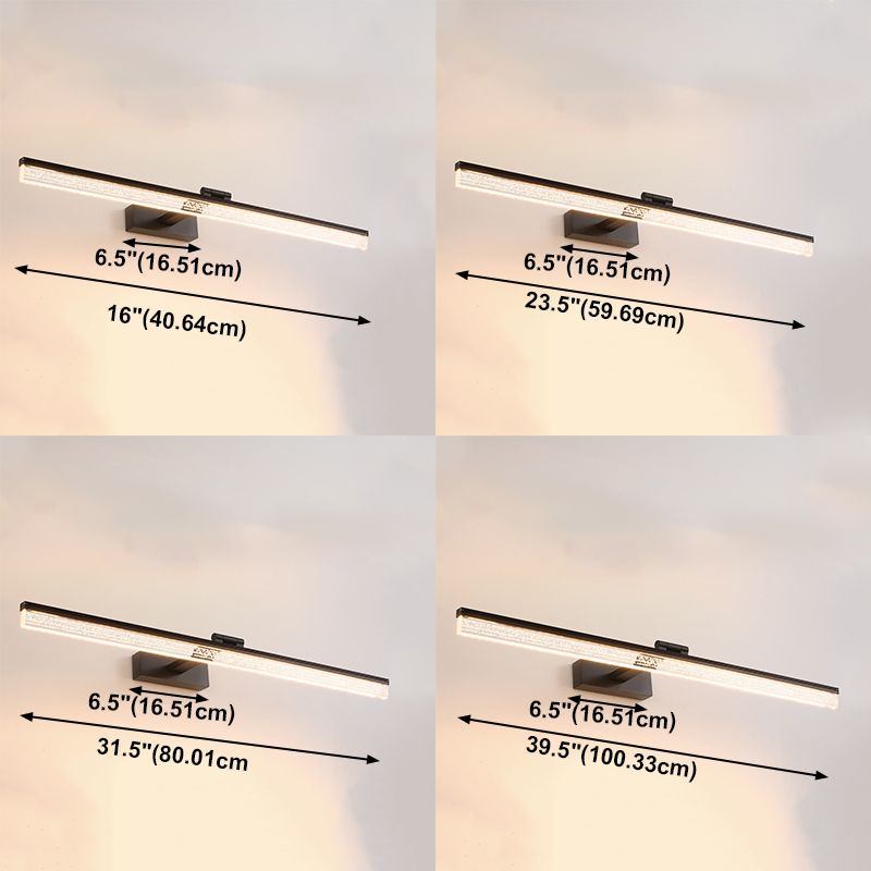 Linear Metal Wall Sconce Modern Style 1 Light Mirror Wall Mount Light Fixture in Black