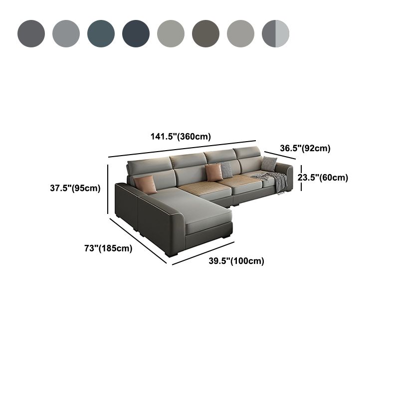 Modern 4-Seater Sofa with Square Arms for Living Room Reversible Sectional