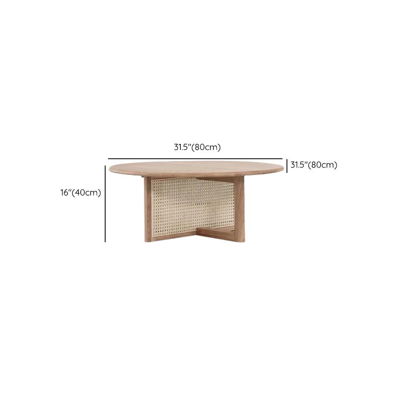Scandinavian Round Coffee Table with Cross Legs in Pine Wood