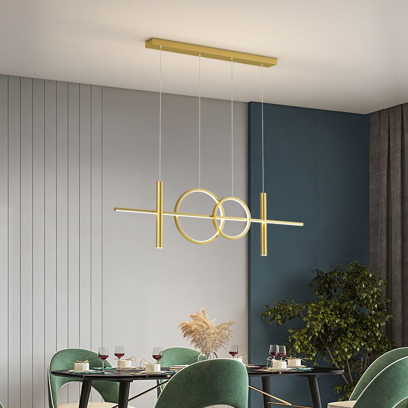 Modern Creative Linear Linear Led Light Light Iron Iron Spendant Light con ombra acrilica