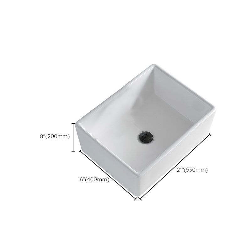 Contemporary Bathroom Sink Porcelain Rectangular Vessel Lavatory Sink Only