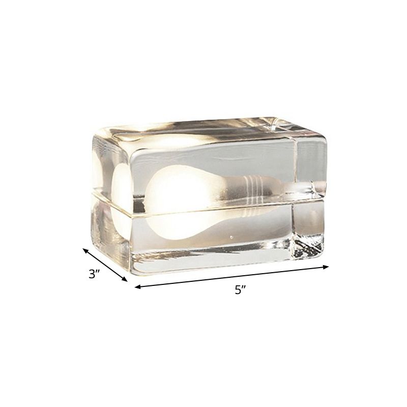 Lampada da tavolo cuboidale minimalista vetro traslucido 1 luce della camera da letto leggera illuminazione