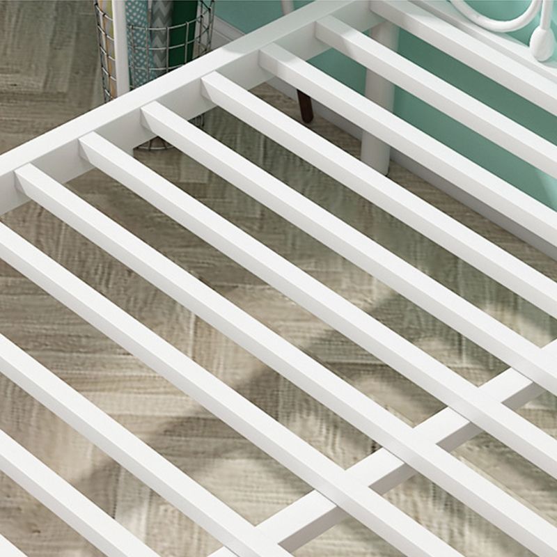 Glam Metal Open-Frame Bed with Camelback Headboard and Footboard