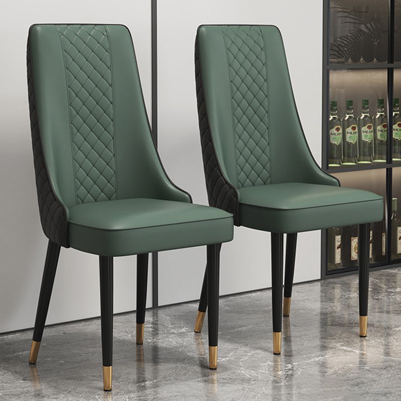 Glam Style Side Chair Leather Parsons Indoor Dining Chair for Living Room