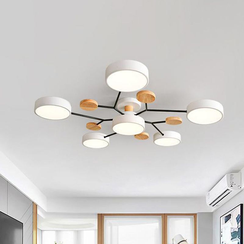 Orde circolare soggiorno LED LED SEMI FLUSH MONTO MODERNO ACRILICO LUCE