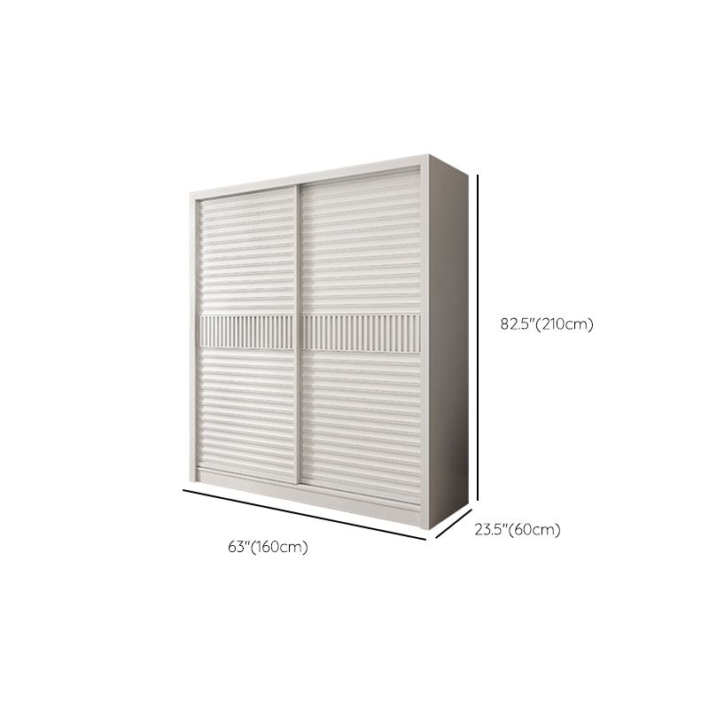 White Sliding Wardrobe Closet with Shelves Wooden Wardrobe Armoire