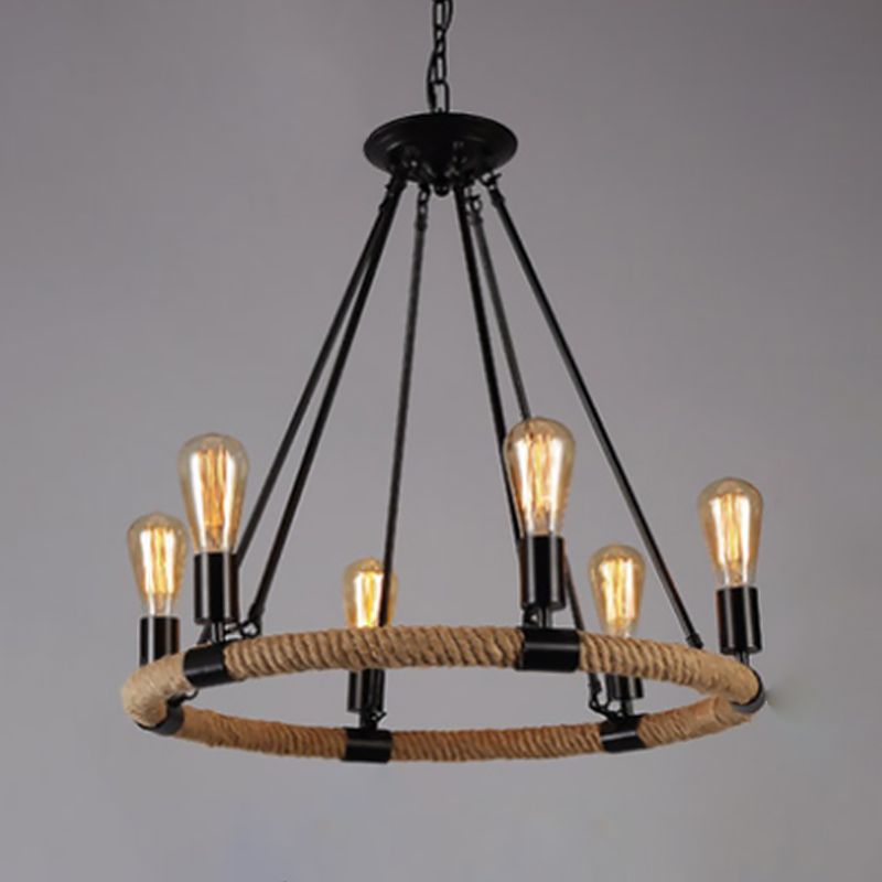 Lámpara de lámpara de bombilla desnuda lámpara colgante de cuerda industrial para restaurante