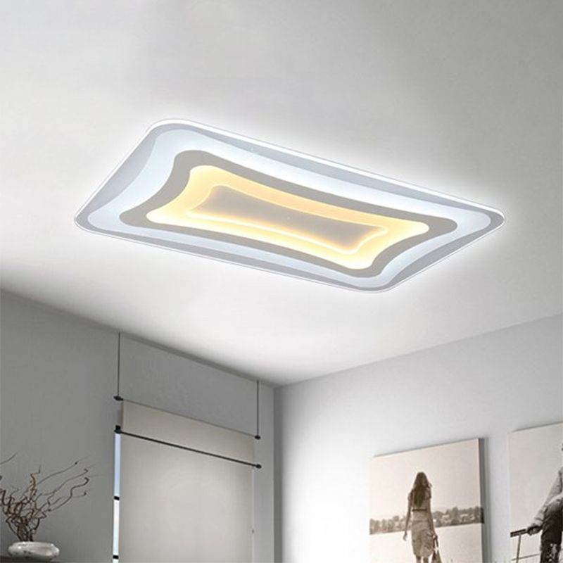 23.5"/35.5"/47" Wide Rectangular Acrylic Flushmount Simple LED White Ceiling Light in Warm/White Light