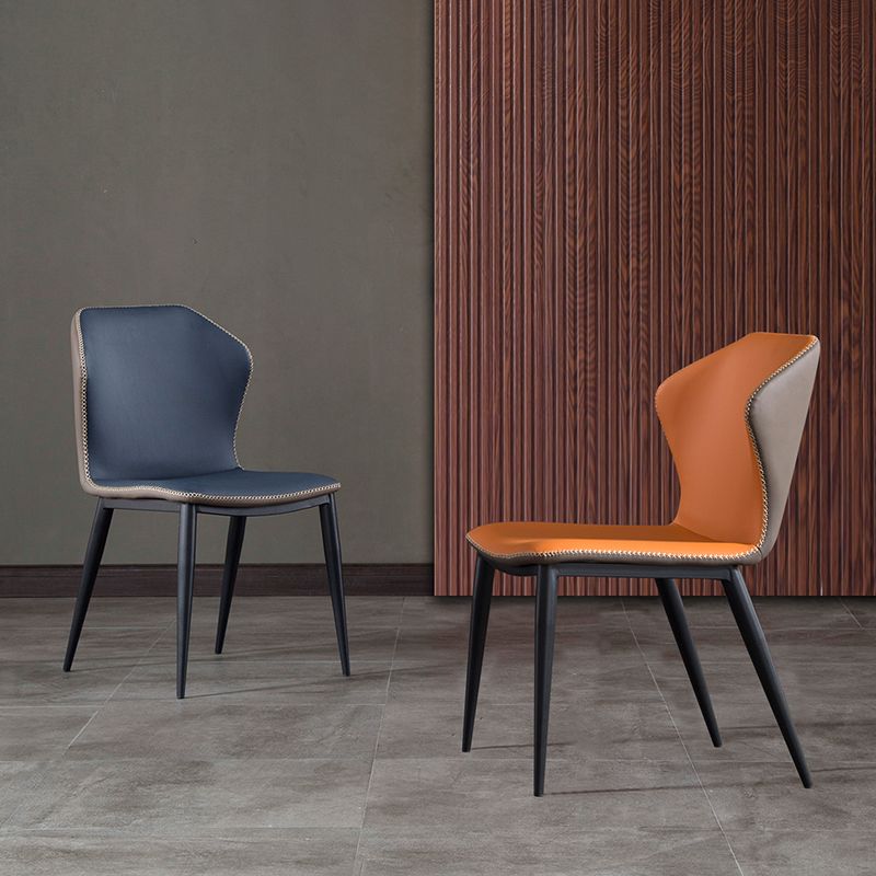 Sillas de comedor de piel sintética de estilo industrial Silla lateral con respaldo lateral