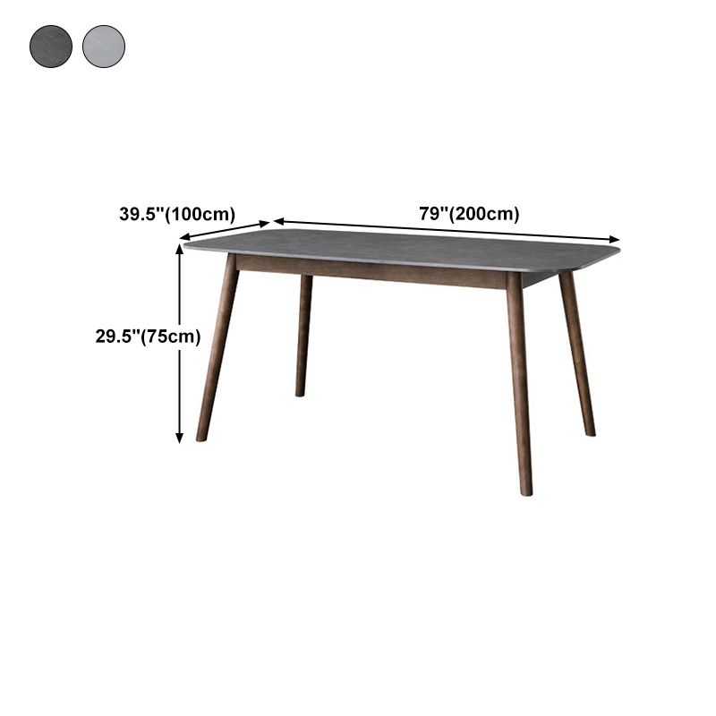 Rectangle Stone Top Dining Table Mid-Century Modern Dining Table with 4 Legs