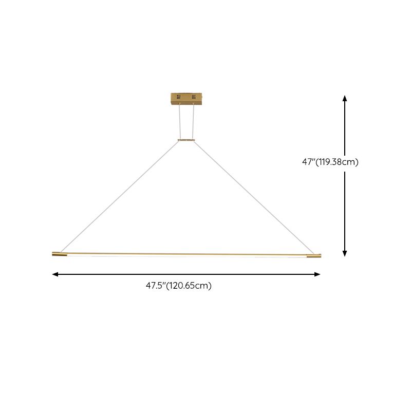 LED Linear Kitchen Island Lighting in Gold Contemporary Solid Brass Ceiling Pendant