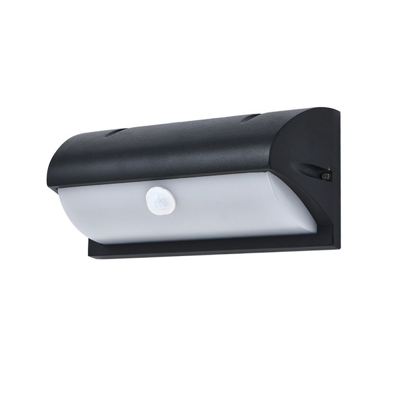 Outdoor LED Wall Lamp Modern Black Sconce Light Fixture with Rectangular Acrylic Shade